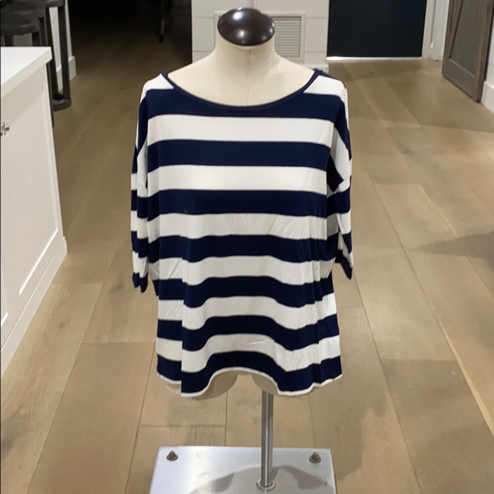 A soft striped long sleeve blouse